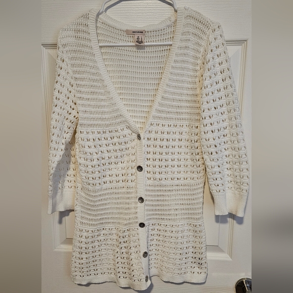 DKNY | White knit cardigan sweater - Picture 2 of 6